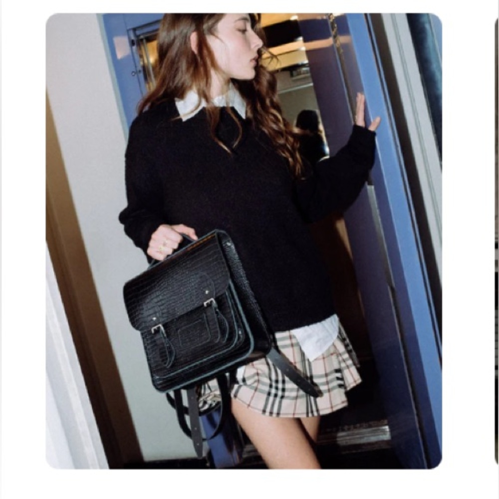 Elegant Black pattened leather backpack
